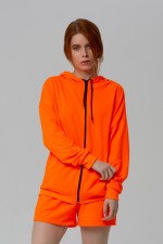 Худи неоновая на молнии кислотного цвета НЕОН оранжевый летняя женская 