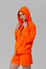 тонкая худи на молнии неоновый оранжевый