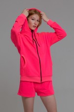 Худи неоновая на молнии кислотного цвета НЕОН розовая летняя женская 