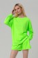  Sweatshirt Fly-Sky Neon Green M-42-44-Woman-(Женский)    НЕОН Грин свитшот со спущенным плечом серия Sky-Fly в стиле Летучая Мышь 
