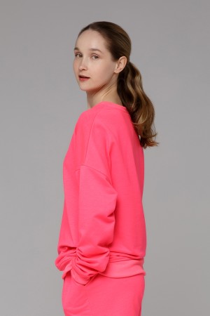 НЕОН Пинк свитшот со спущенным плечом серия Sky-Fly в стиле Летучая Мышь