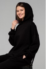  Hoodie OVERSIZE AMPIR black L-44-46-Woman-(Женский)    Худи Оверсайз в черном цвете из серии Ампир петельная без начеса 