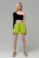Шорты боксеры женские летние салатовые (лайм) Hugh-waisted shorts salad lime XS-38-40-Woman-(Женский) Шорты боксеры женские летние салатовые (лайм)