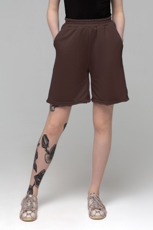 Коричневые шорты оверсайз удлиненные (бермуды) унисекс
