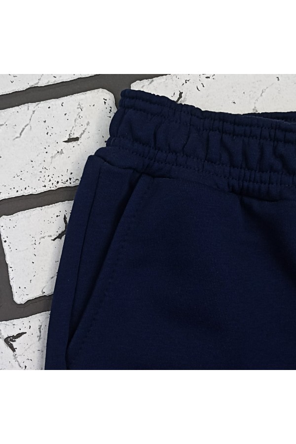 Темно-синие шорты оверсайз удлиненные (бермуды) унисекс   Магазин Толстовок Шорты Оверсайз - Женский размерный ряд