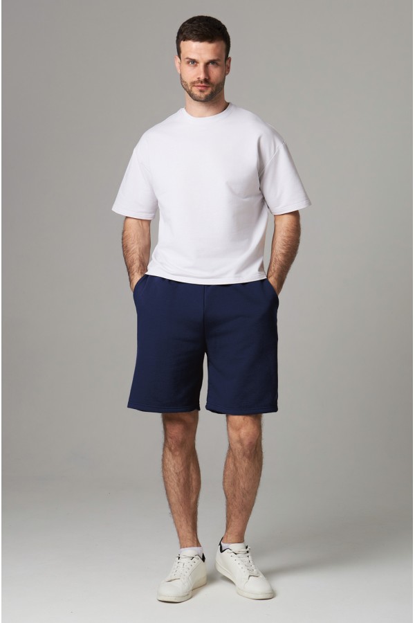  Sport shorts Man dark blue color 4XL-58-Unisex-(Мужской)    Мужские шорты оверсайз бермуды темно-синие унисекс 