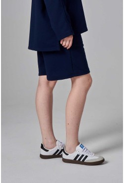 Темно-синие шорты оверсайз удлиненные (бермуды) унисекс