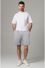  Sport shorts Man in grey-melange color S-46-Unisex-(Мужской)    Мужские шорты оверсайз бермуды цвет серый-меланж унисекс 