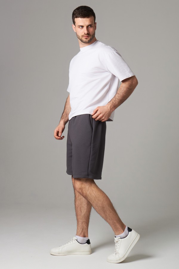 Мужские шорты оверсайз бермуды цвет графитовый (темно-серый) унисекс   Магазин Толстовок Шорты Оверсайз - Мужской размерный ряд