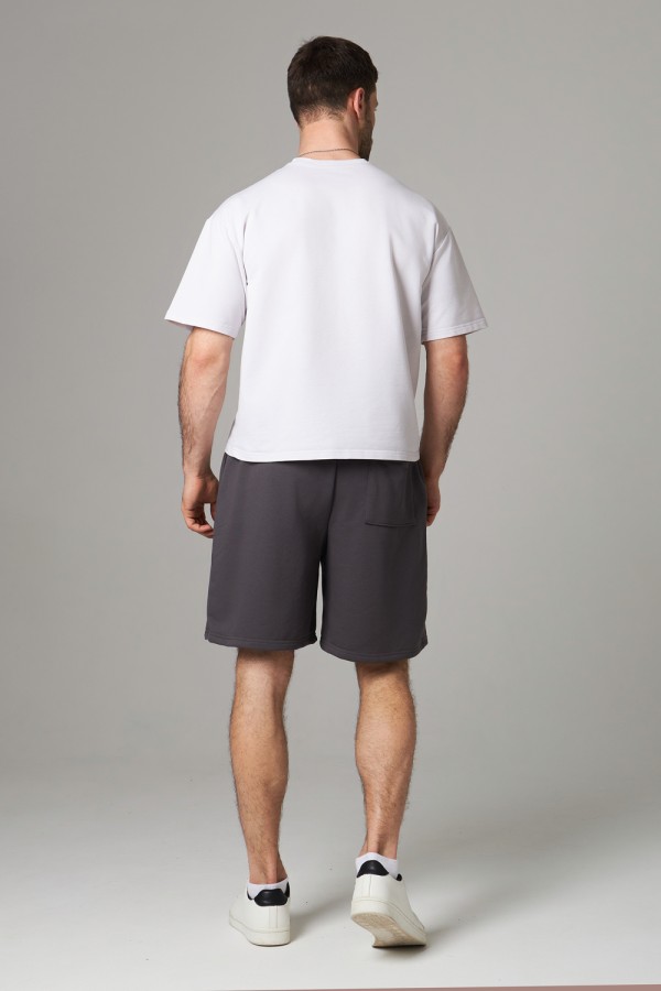 Мужские шорты оверсайз бермуды цвет графитовый (темно-серый) унисекс   Магазин Толстовок Шорты Оверсайз - Мужской размерный ряд