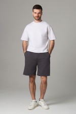 Мужские шорты оверсайз бермуды цвет графитовый (темно-серый) унисекс   Магазин Толстовок Шорты Оверсайз - Мужской размерный ряд