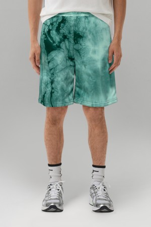 Мужские шорты оверсайз трикотажные модель бермуды цвет Тай дай изумруд