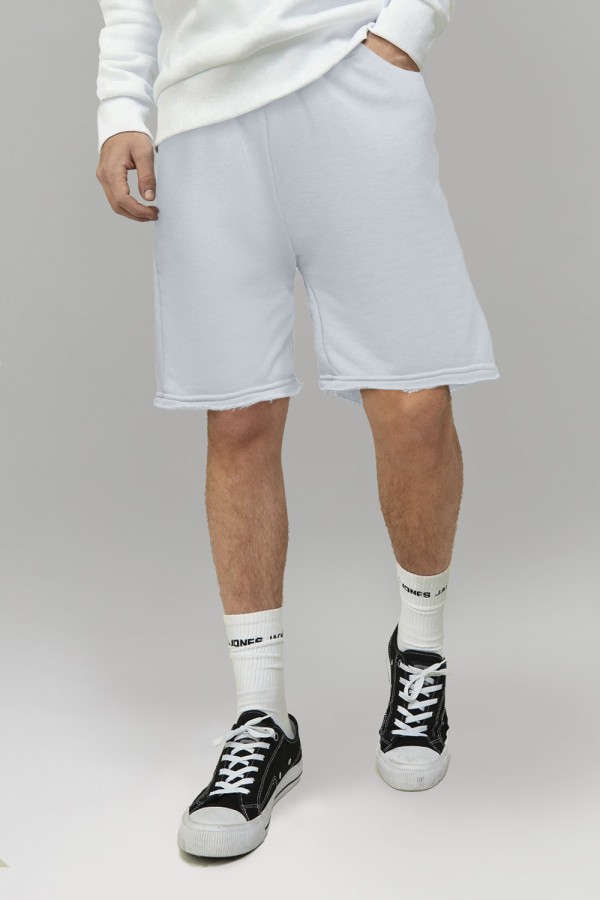 Мужские шорты оверсайз бермуды бело-голубые удлиненные Sport shorts Man in white blue color XS-44-Unisex-(Мужской) Мужские шорты оверсайз бермуды бело-голубые удлиненные