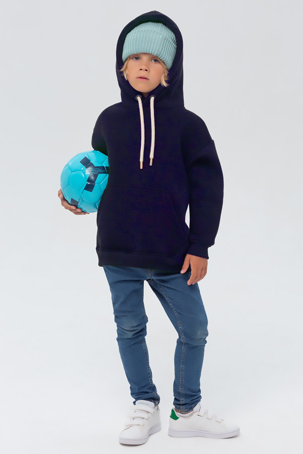  Kids hoodie OVERSIZE dark indigo 2XS-34-Kids-(На_деток)    Детское худи оверсайз тёмный индиго - толстовка для ребенка с 3х лет 340гр/м.кв 