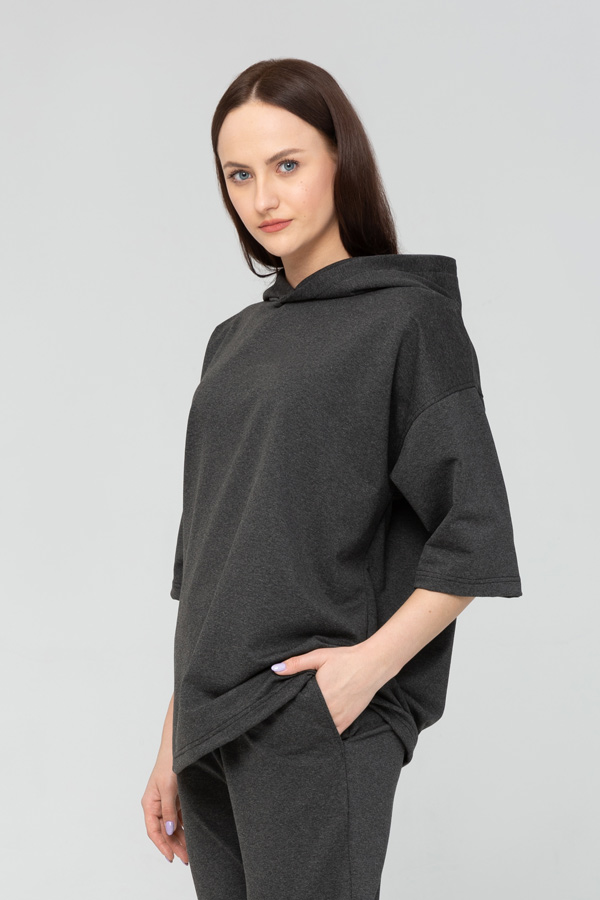 T-shirt Oversize hooded dark grey color