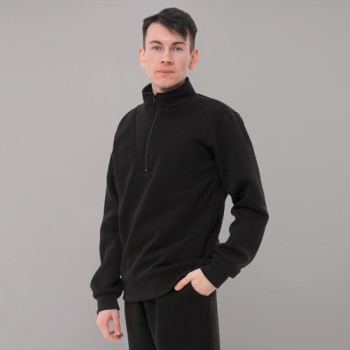 Пуловер – свитшот с короткой молнией и воротником стойкой