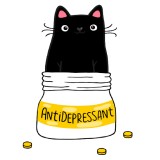  Худи с принтом Кот Антидепрессант, свитшот с принтом Кот Антидепрессант, футболка с принтом  Кот Антидепрессант