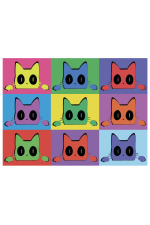  Худи с принтом Кот Popart, свитшот с принтом Кот Popart, футболка с принтом Кот Popart