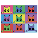  Худи с принтом Кот Popart, свитшот с принтом Кот Popart, футболка с принтом Кот Popart