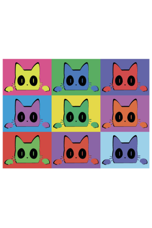  Худи с принтом Кот Popart, свитшот с принтом Кот Popart, футболка с принтом Кот Popart