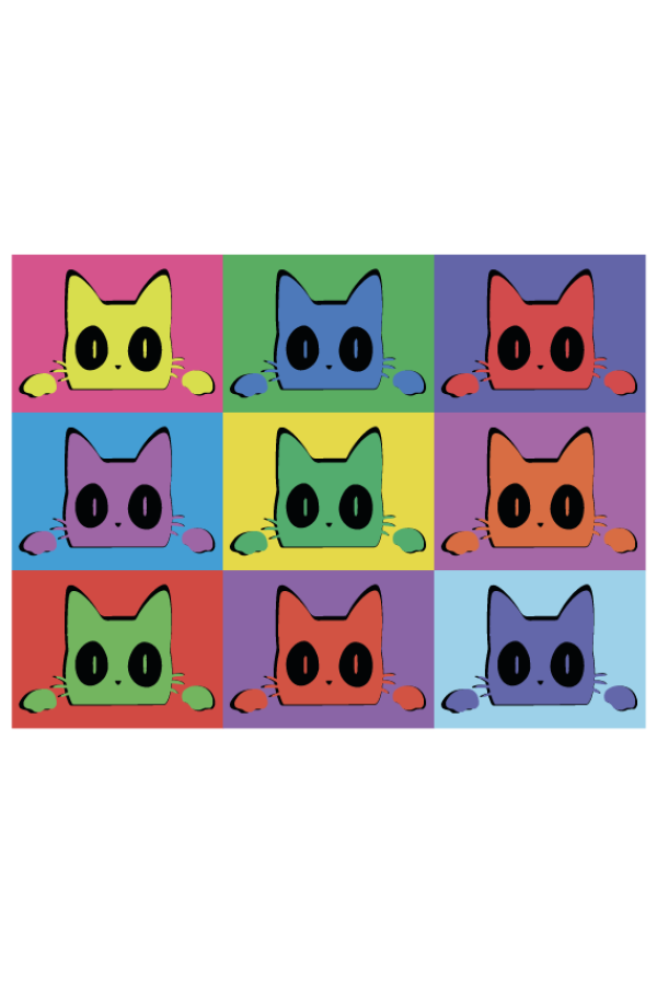  Худи с принтом Кот Popart, свитшот с принтом Кот Popart, футболка с принтом Кот Popart