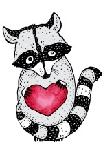  Худи с принтом  Енот с сердцем, свитшот с принтом Енот с сердцем, футболка с принтом Енот с сердцем