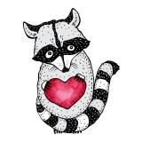  Худи с принтом  Енот с сердцем, свитшот с принтом Енот с сердцем, футболка с принтом Енот с сердцем