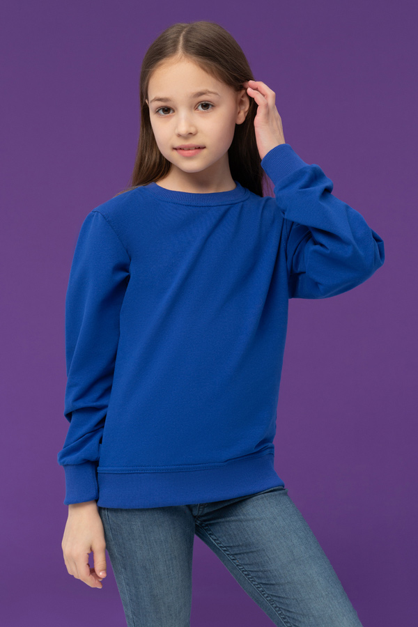  1870-Roual blue Sweatshirt summer Kids 7XS-28-Kids    Детский синий-василек свитшот летний 240гр/м2 