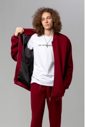 Бомбер на молнии премиум бордовый мужской