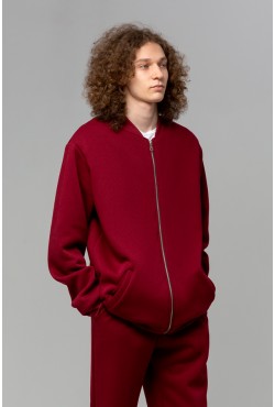 Бомбер на молнии премиум бордовый мужской