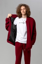  ZIP-BOOMBER HOODIE BORDO MAN 3XL-56-Unisex-(Мужской)    Бомбер на молнии премиум бордовый мужской 