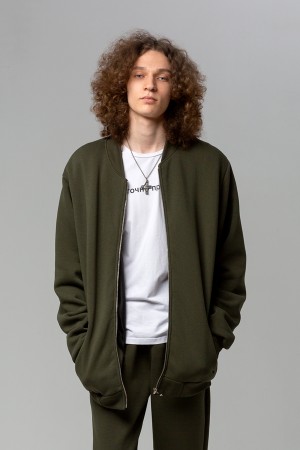 Бомбер на молнии премиум хаки мужской