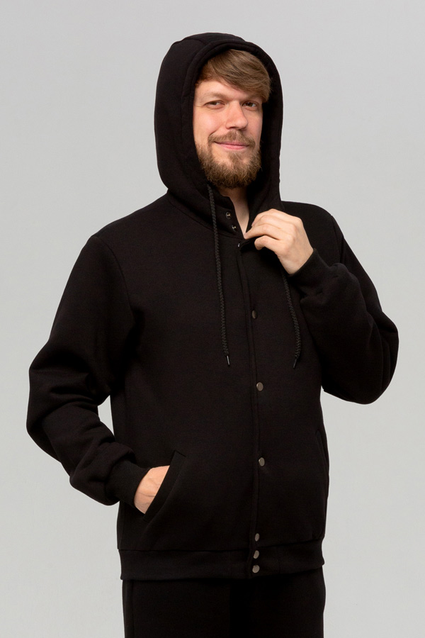 Бомбер мужской (унисекс) черный с капюшоном   Магазин Толстовок Колледж куртки (бомберы) мужские