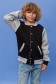 Детская толстовка-бомбер на кнопках - черная колледж куртка с серым рукавом   Магазин Толстовок Бомберы на кнопках для ребёнка