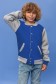  Kids Blue-Gray Bomber Jacket 9XS-20-Kids-(На_деток)    Детская толстовка-бомбер на кнопках - синяя колледж куртка с серым рукавом 