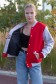 Колледж куртка женская красная с серым   Магазин Толстовок Колледж куртки женские на кнопках классические
