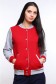 Колледж куртка женская красная с серым   Магазин Толстовок Колледж куртки женские на кнопках классические
