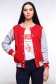  Red Boomber Jacket Woman L-44-46-Woman-(Женский)    Колледж куртка женская красная с серым 