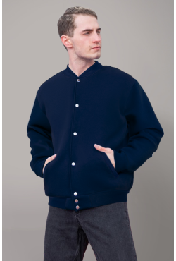 Бомбер темно-синий мужской унисекс однотонный Бомбер темно-синий мужской унисекс однотонный