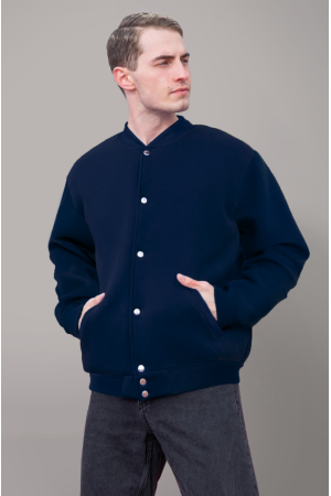 Бомбер темно-синий мужской унисекс однотонный