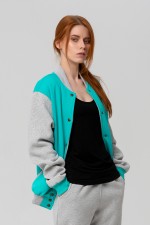  Mint Bomber Jacket Woman XS-38-40-Woman-(Женский)    Колледж куртка женская мятная с серым 