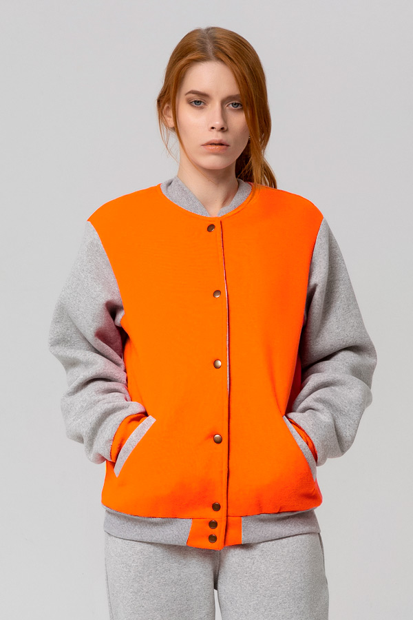  Orange Boomber Jacket Woman XS-38-40-Woman-(Женский)    Колледж куртка женская оранжевая с серым 