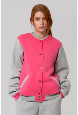Колледж куртка женская розовая с серым