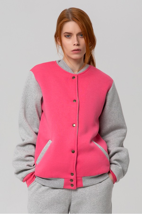  Pink Bomber Jacket Woman M-42-44-Woman-(Женский)    Бомбер-толстовка Женская Розовая 