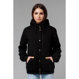 Бомбер женский (подростковый) черный с капюшоном