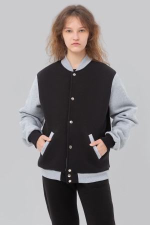 Колледж куртка женская черная с серым