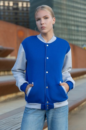 Колледж куртка женская синяя с серым