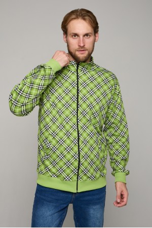 Мужская олимпийка на молнии  Тартан салатовая летняя