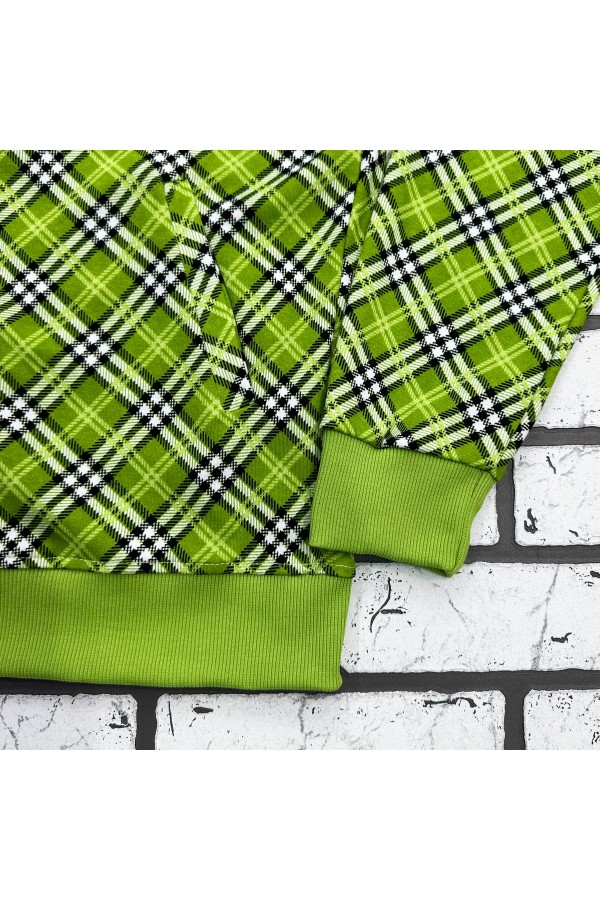 Мужская олимпийка на молнии  Тартан салатовая летняя   Магазин Толстовок Мужские Олимпийки Летние на молнии из тонкого трикотажа 240гр/м.кв