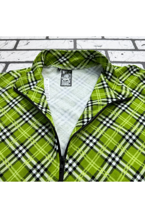 Мужская олимпийка на молнии  Тартан салатовая летняя   Магазин Толстовок Мужские Олимпийки Летние на молнии из тонкого трикотажа 240гр/м.кв